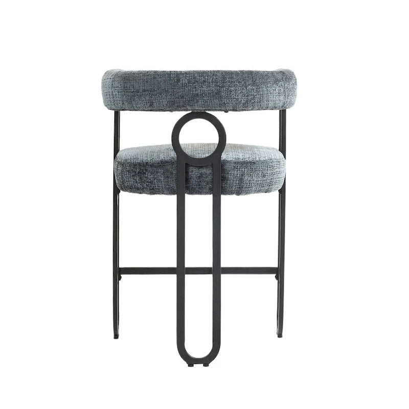 Chenille/Leather Upholstered Contemporary Designed Bar Stools With Footrestset of 2