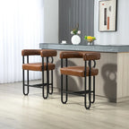 Chenille/Leather Upholstered Contemporary Designed Bar Stools With Footrestset of 2