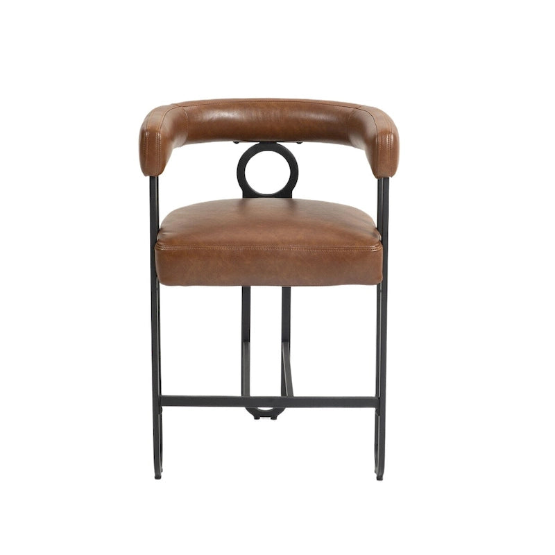 Chenille/Leather Upholstered Contemporary Designed Bar Stools With Footrestset of 2