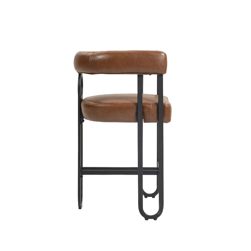 Chenille/Leather Upholstered Contemporary Designed Bar Stools With Footrestset of 2