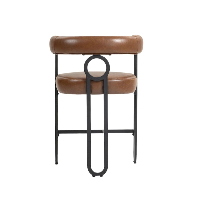 Chenille/Leather Upholstered Contemporary Designed Bar Stools With Footrestset of 2