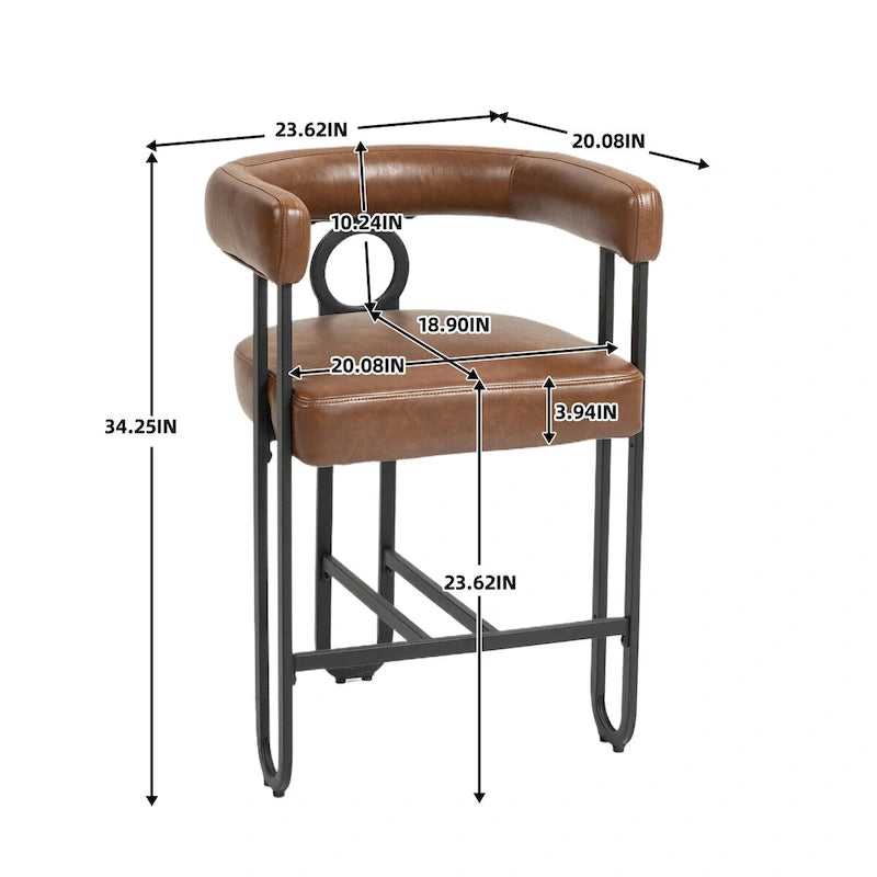 Chenille/Leather Upholstered Contemporary Designed Bar Stools With Footrestset of 2
