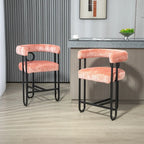 Chenille/Leather Upholstered Contemporary Designed Bar Stools With Footrestset of 2