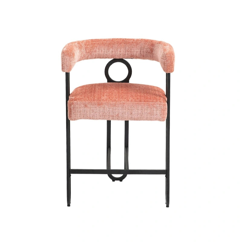 Chenille/Leather Upholstered Contemporary Designed Bar Stools With Footrestset of 2