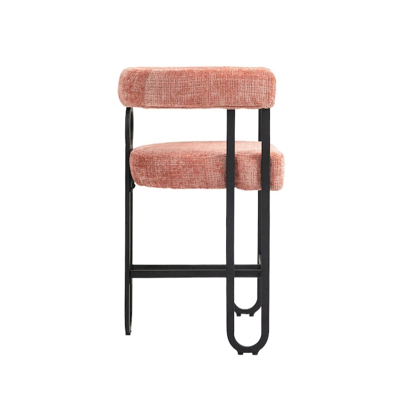 Chenille/Leather Upholstered Contemporary Designed Bar Stools With Footrestset of 2
