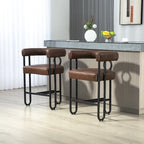Chenille/Leather Upholstered Contemporary Designed Bar Stools With Footrestset of 2