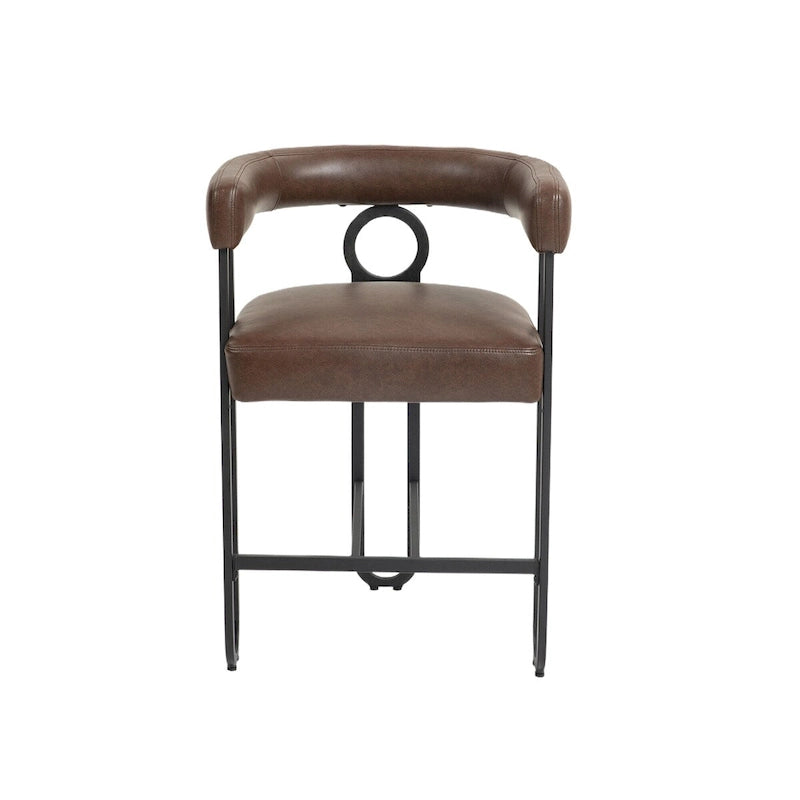 Chenille/Leather Upholstered Contemporary Designed Bar Stools With Footrestset of 2