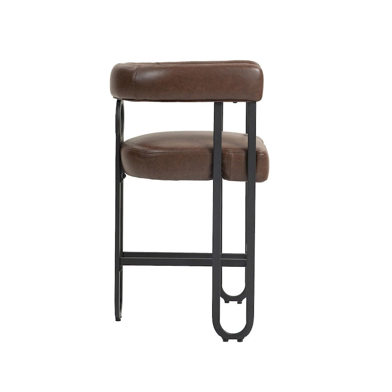 Chenille/Leather Upholstered Contemporary Designed Bar Stools With Footrestset of 2