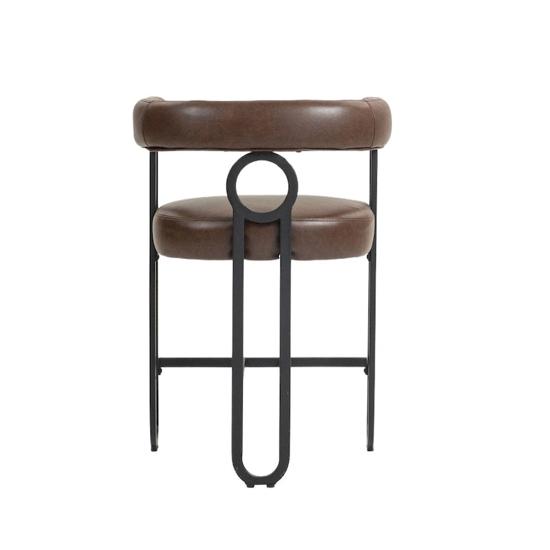 Chenille/Leather Upholstered Contemporary Designed Bar Stools With Footrestset of 2