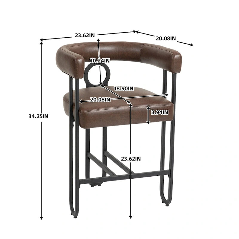 Chenille/Leather Upholstered Contemporary Designed Bar Stools With Footrestset of 2