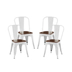 Wooden Seat Industrial Metal Stackable Dining Chair Set