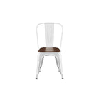Wooden Seat Industrial Metal Stackable Dining Chair Set