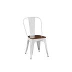 Wooden Seat Industrial Metal Stackable Dining Chair Set