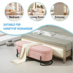 Corduroy Upholstered Storage Ottoman Bench with Safety Hinge and Metal Legs