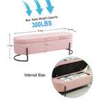 Corduroy Upholstered Storage Ottoman Bench with Safety Hinge and Metal Legs