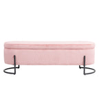 Corduroy Upholstered Storage Ottoman Bench with Safety Hinge and Metal Legs