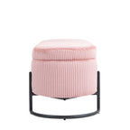 Corduroy Upholstered Storage Ottoman Bench with Safety Hinge and Metal Legs