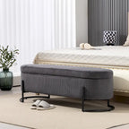 Corduroy Upholstered Storage Ottoman Bench with Safety Hinge and Metal Legs