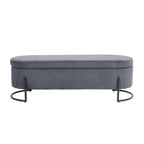 Corduroy Upholstered Storage Ottoman Bench with Safety Hinge and Metal Legs