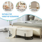 Corduroy Upholstered Storage Ottoman Bench with Safety Hinge and Metal Legs