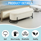 Corduroy Upholstered Storage Ottoman Bench with Safety Hinge and Metal Legs