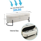 Corduroy Upholstered Storage Ottoman Bench with Safety Hinge and Metal Legs