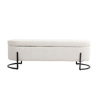 Corduroy Upholstered Storage Ottoman Bench with Safety Hinge and Metal Legs