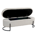 Corduroy Upholstered Storage Ottoman Bench with Safety Hinge and Metal Legs