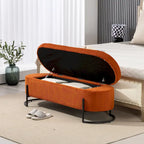 Corduroy Upholstered Storage Ottoman Bench with Safety Hinge and Metal Legs