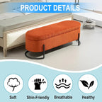 Corduroy Upholstered Storage Ottoman Bench with Safety Hinge and Metal Legs