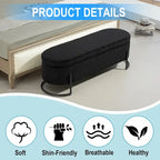 Corduroy Upholstered Storage Ottoman Bench with Safety Hinge and Metal Legs