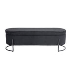 Corduroy Upholstered Storage Ottoman Bench with Safety Hinge and Metal Legs