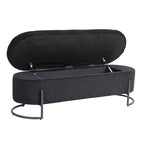 Corduroy Upholstered Storage Ottoman Bench with Safety Hinge and Metal Legs