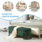 Corduroy Upholstered Storage Ottoman Bench with Safety Hinge and Metal Legs