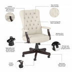 Key West High Back Tufted Office Chair with Arms by Bush Furniture