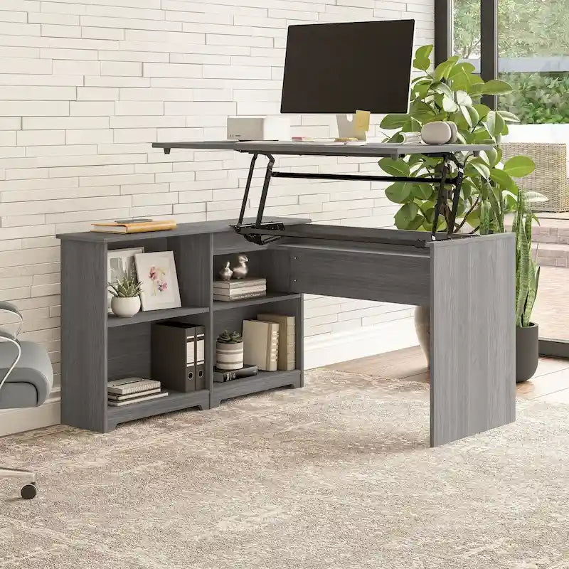 Bush Furniture Cabot 52W Standing Corner Desk with Shelves