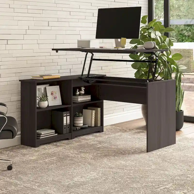Bush Furniture Cabot 52W Standing Corner Desk with Shelves