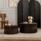 Coffee Table Set with Vertical Textured Embossed Design for Living Room (Set of 2)